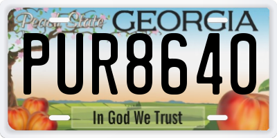 GA license plate PUR8640