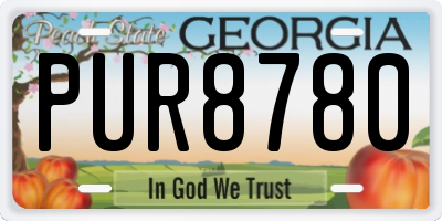 GA license plate PUR8780