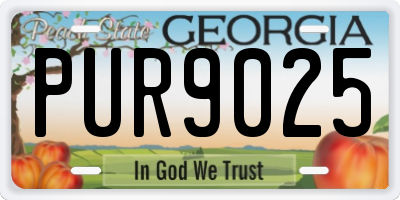 GA license plate PUR9025