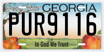 GA license plate PUR9116