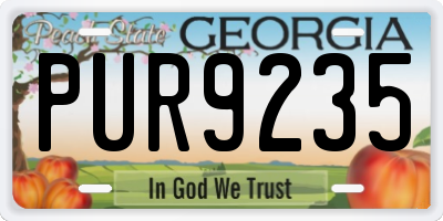 GA license plate PUR9235