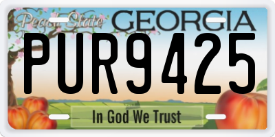 GA license plate PUR9425