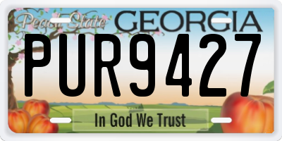 GA license plate PUR9427