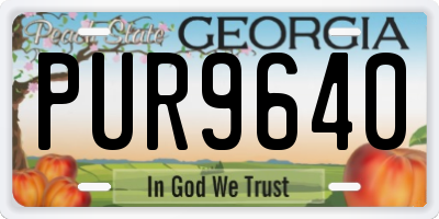 GA license plate PUR9640