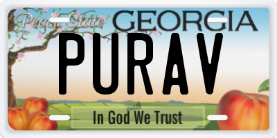 GA license plate PURAV