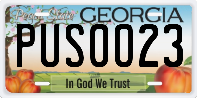 GA license plate PUS0023
