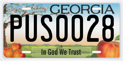 GA license plate PUS0028