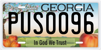 GA license plate PUS0096
