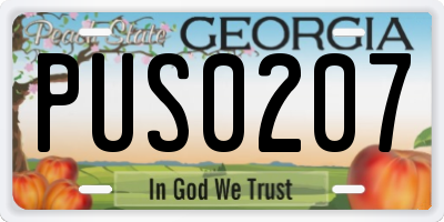 GA license plate PUS0207