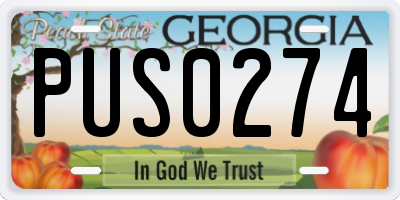 GA license plate PUS0274