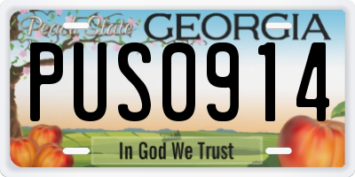 GA license plate PUS0914