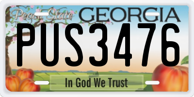 GA license plate PUS3476