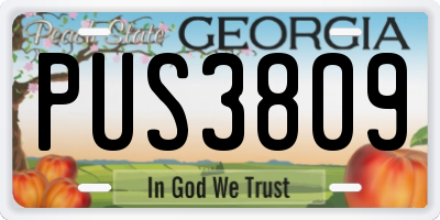GA license plate PUS3809
