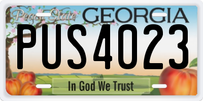 GA license plate PUS4023