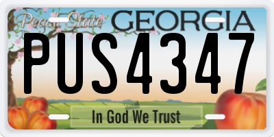 GA license plate PUS4347