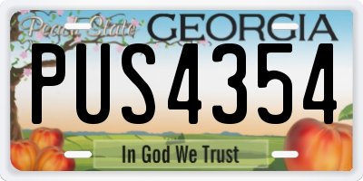 GA license plate PUS4354