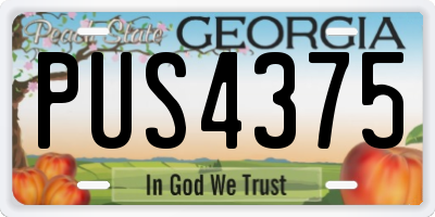 GA license plate PUS4375
