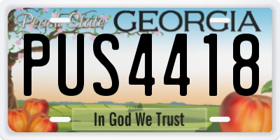 GA license plate PUS4418