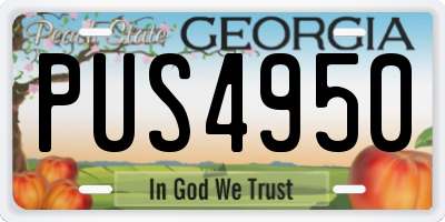 GA license plate PUS4950