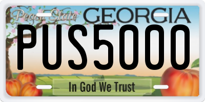 GA license plate PUS5000