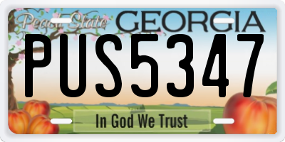 GA license plate PUS5347