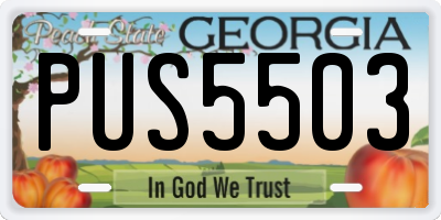 GA license plate PUS5503