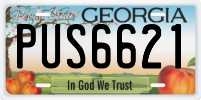 GA license plate PUS6621