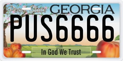 GA license plate PUS6666