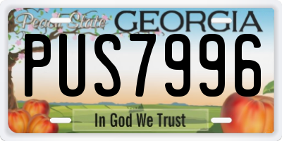 GA license plate PUS7996