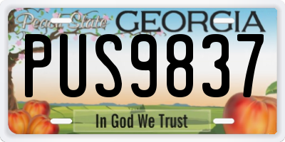 GA license plate PUS9837