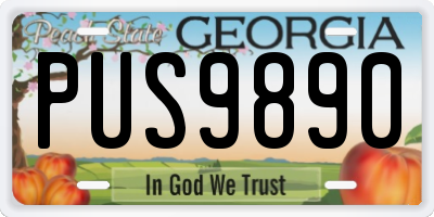 GA license plate PUS9890