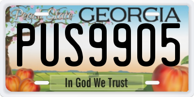GA license plate PUS9905
