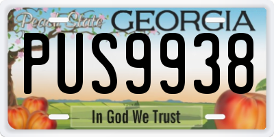 GA license plate PUS9938