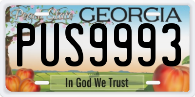 GA license plate PUS9993