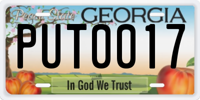 GA license plate PUT0017
