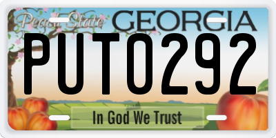 GA license plate PUT0292
