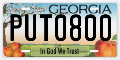 GA license plate PUT0800