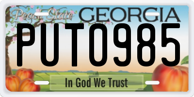 GA license plate PUT0985