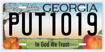 GA license plate PUT1019