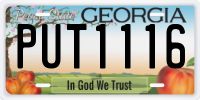 GA license plate PUT1116
