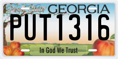 GA license plate PUT1316