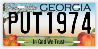 GA license plate PUT1974