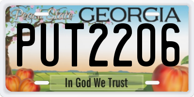 GA license plate PUT2206