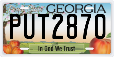 GA license plate PUT2870
