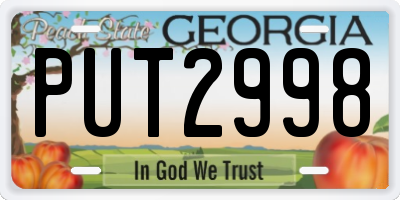 GA license plate PUT2998
