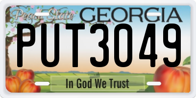 GA license plate PUT3049
