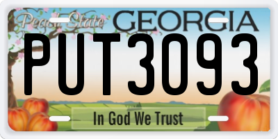 GA license plate PUT3093