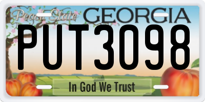 GA license plate PUT3098