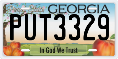 GA license plate PUT3329