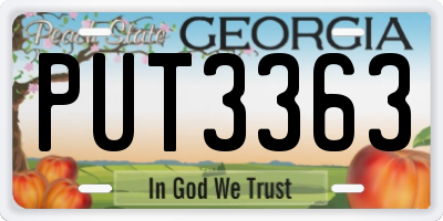 GA license plate PUT3363